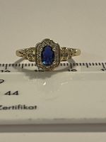 Bague vintage 57,5 dorée   jaune pierre bleue zircon neuv