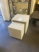 Gartenhocker Set, Rattanhocker, Beistelltisch, Outdoor
