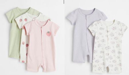 H&M 💜🌸🍎 5x barboteuses combinaisons coton NEW! 104