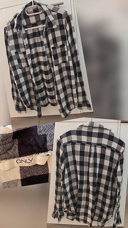 ONLY Holzfällerhemd / Karohemd  Schwarz/Weiss  Gr. 38 (M)