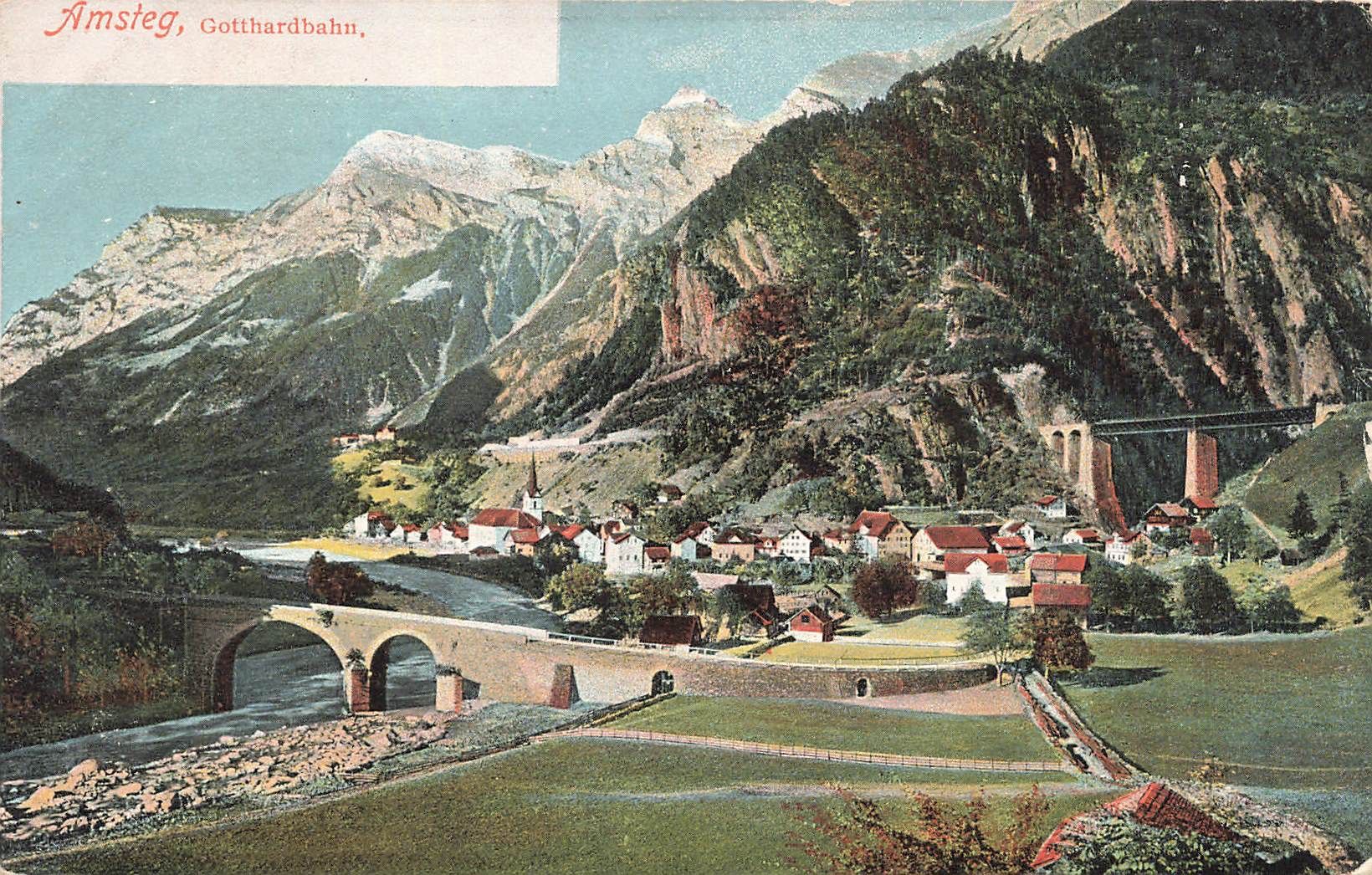 Cartoline postali: Amsteg (UR) – Gotthardbahn – Usato da Biasca venduto da Blenio71
