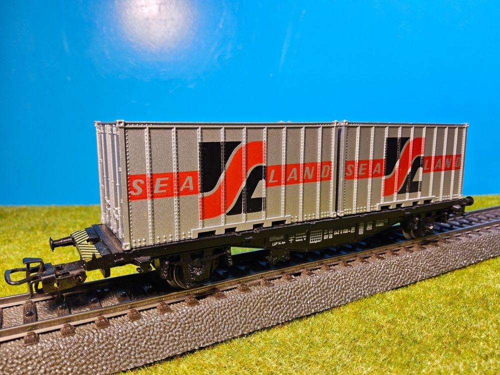 Märklin 4668 _ Containerwagen _ Sea Land _ mit OVP _ Spur H0 (Gebraucht ...