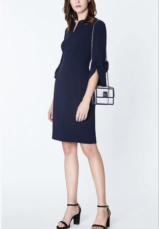 completely new navy blue dress with bow sleeves size M