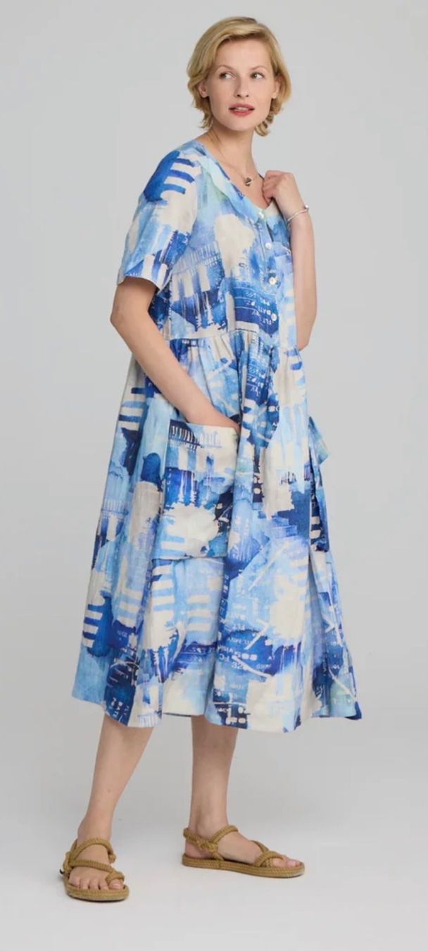 Luukaa Robes: Luukaa robe 100% lin bleu et blanc, taille 40 – Neuf avec emballage d'origine à Morges par sandy069 6
