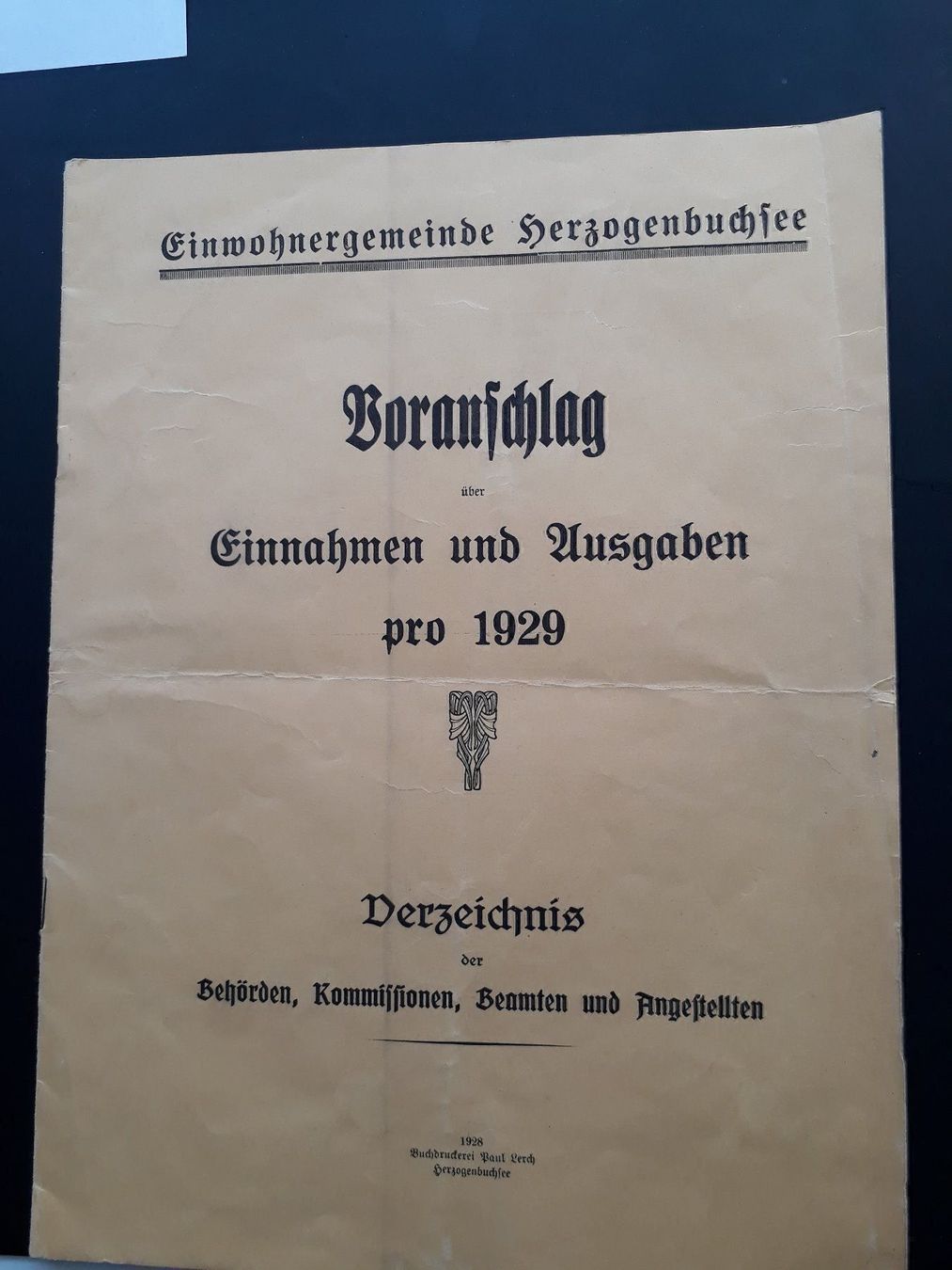 Bücher: Voranschlag Herzogenbuchsee 1929 – Gebraucht aus Herzogenbuchsee von Herkules9