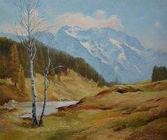 RUDOLF SONNLEITNER – Am Karwendel, Öl / Leinwand