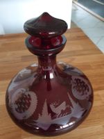 antik KRISTALL-RUBINGLAS-KARAFFE bauchig ca100 J.