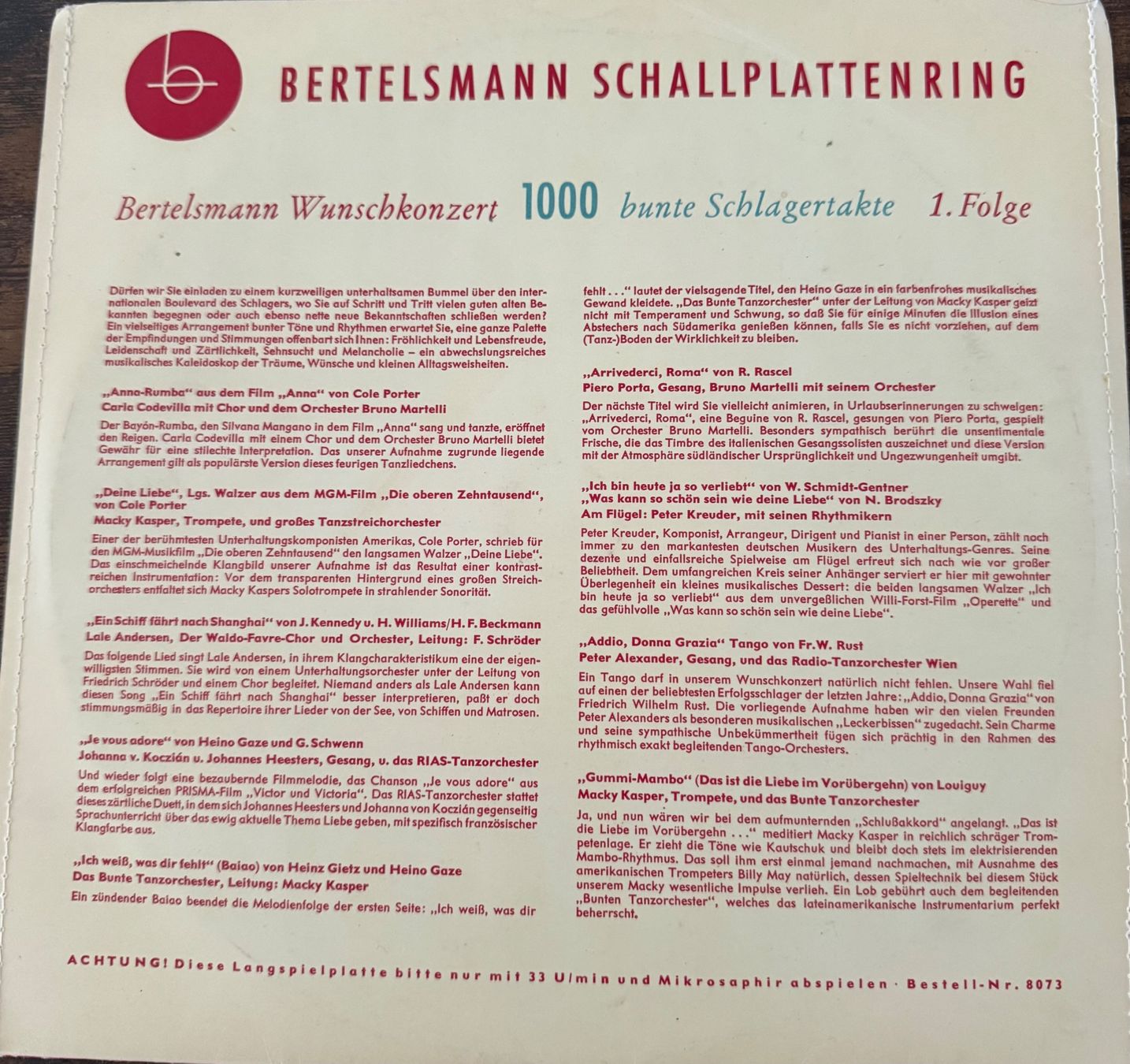 Dischi in vinile: vinyl – Usato da Langenthal venduto da fischlig02 1