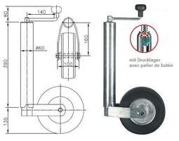 Stützrad verzinkt Aussendurchmesser 60mm