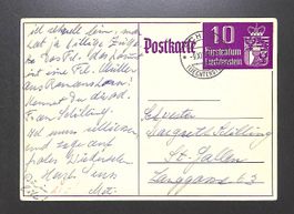 1938 Ganzsache Liechtentstein (Michel P17) SCHAAN 9.IX.38