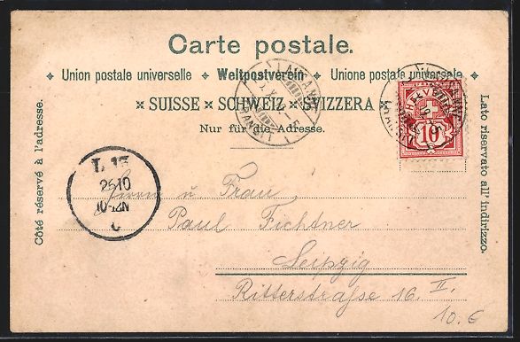 Cartoline postali: Winter-Lithographie Lausanne, Schloss Sa – Usato da Berlin venduto da bartko-reher 1
