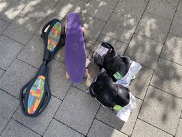 Set: Wave Board und Skateboard mit S und XS Schoner