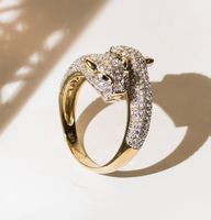 Diamant Gold Panther Ring, neuw, Grösse 54