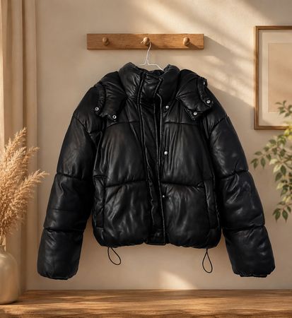 Bershka Damen Pufferjacke Kunstleder Grösse S *neuwertig*