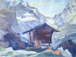 Aquarell Ferdinand Meyer-Streiff Kiental Gamchilücke BE
