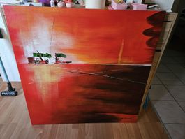 Schönes Bild rot Meer Schiff abstrakt