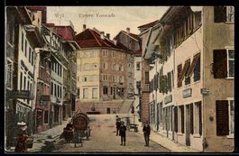 AK Wyl, Untere Vorstadt, Straßenpartie mit Passanten