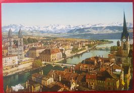 Zürich - Vogelschau (sehr alt/ ca 40er-Jahre)