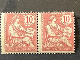 Paire Mouchon 10 c. rose 1902 Neuf**
