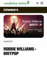 Robbie Williams, Lausanne, 2 billets Front Field, 12.09.26