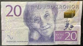 Schwedische 20 Kronen Banknote - Astrid Lindgren! Sammler...