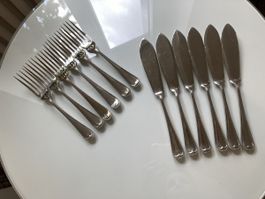 Edles Fischbesteck für 6 Personen, versilbert, wenig benutzt