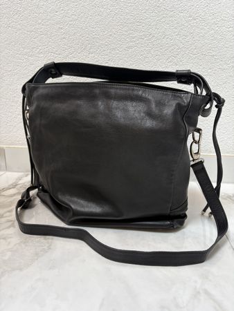 Schwarze Ledertasche / Shopper 