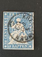 Ab 1850, 10 Rappen Strubel blau