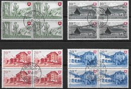 1948 BF 4er-Bl. Serie ZÜRICH ERSTTAG-o 15.IV. selten ab 1.-
