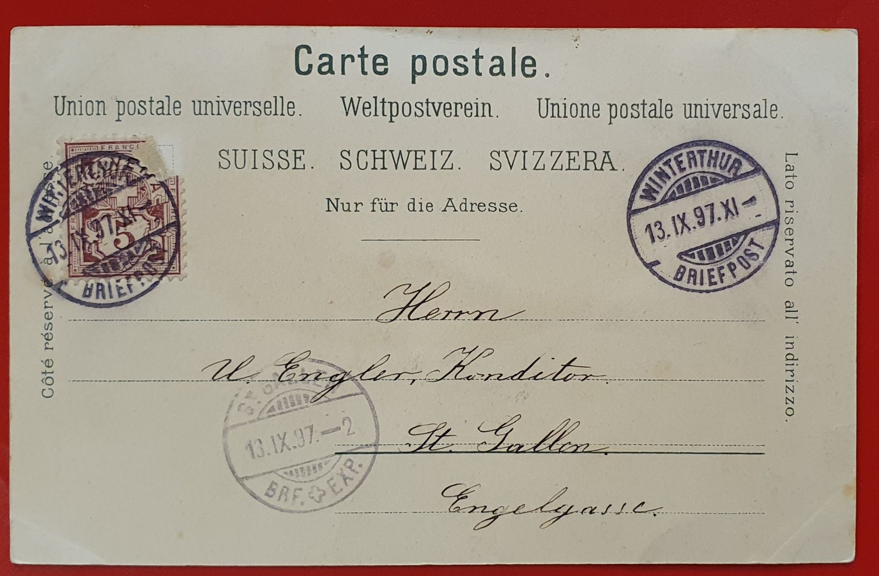 Cartoline postali: Gruss aus Winterthur 1897 – Usato da Kreuzlingen venduto da Rschweiz1 1