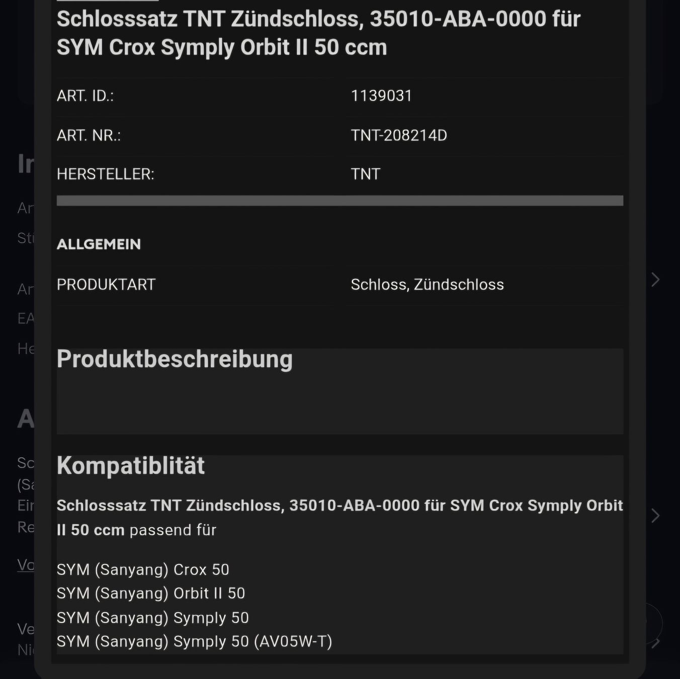 Sym Toutes les pièces pour scooter: sym zündschloss  – Neuf avec emballage d'origine à Basel par pip503 2