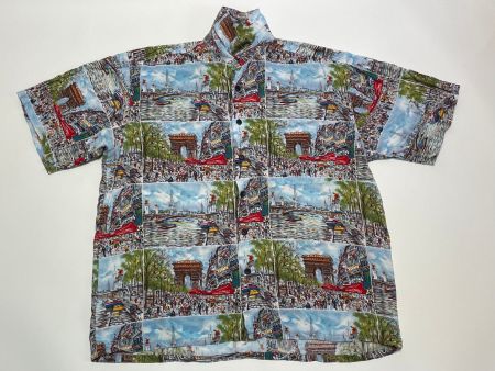 Vintage 80s Shirt Paris All Over Print Made in Korea Gr L
