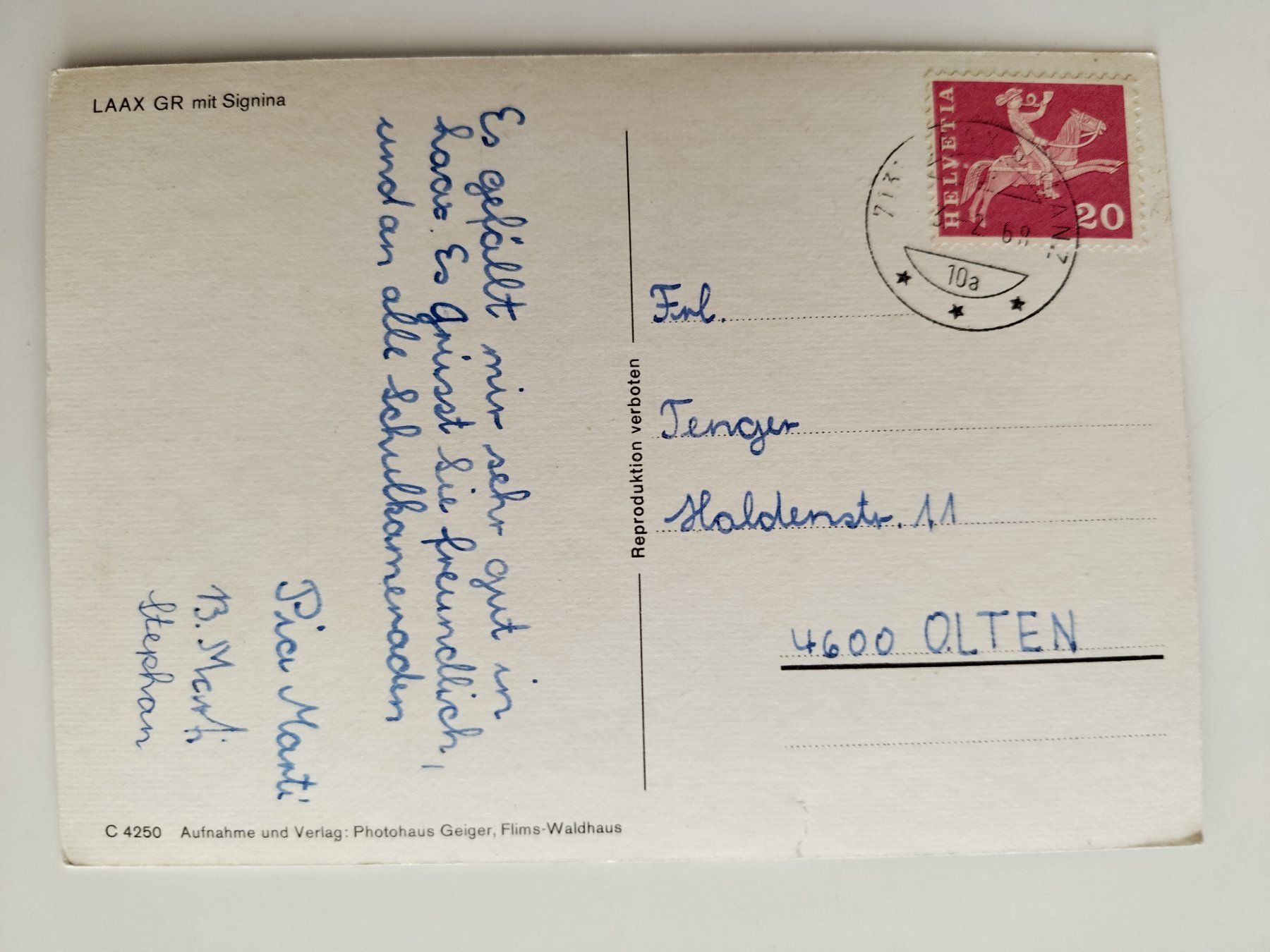 Cartoline postali: Laax GR mit Signina Winter dat. 1968 – Usato da Ohmstal venduto da Lebensfreude05 1