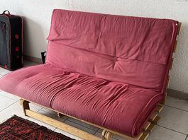Futon Bettsofa, Holz, rot, IKEA
