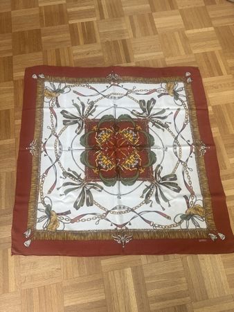 Loredano Seidentuch im Vintage Design bordeau,olivgrün,weiss