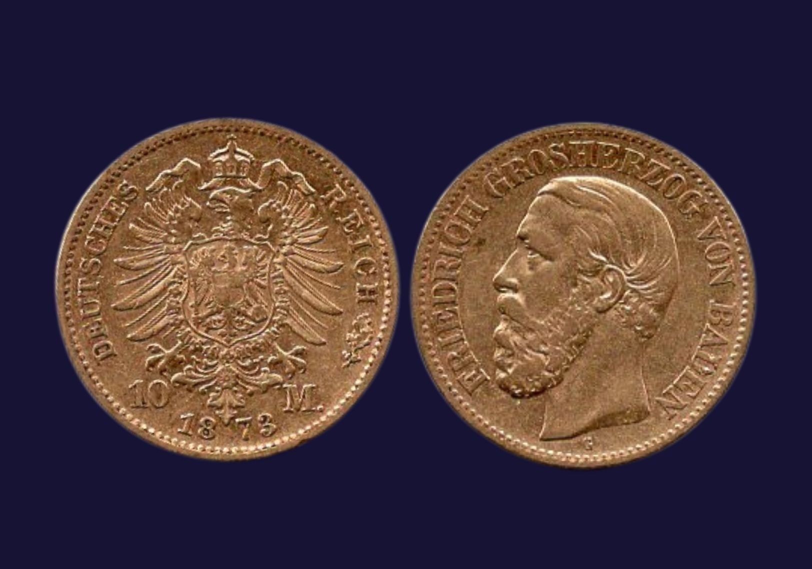 Tutti le monete: (32) Baden 10 mark 1873 Gold Reichsgold – Usato da Rüthi (Rheintal) venduto da erdnuessli1 1