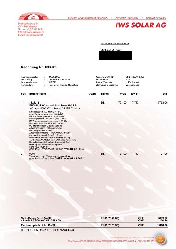Inverter: fronius symo 5.0-3-M – Usato da Uesslingen venduto da mmuenger 2