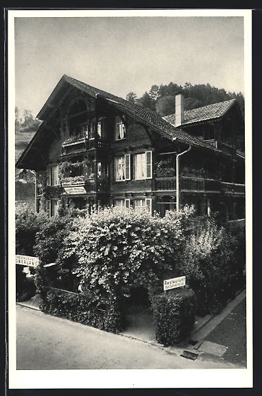 Cartoline postali: Gunten, Restaurant Oberland am Thunersee – Usato da Berlin venduto da bartko-reher