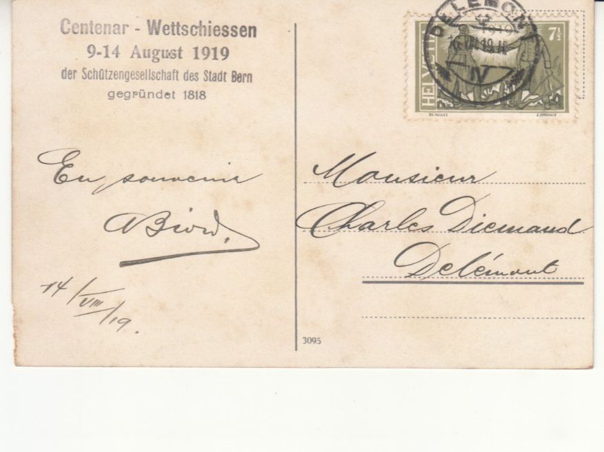 Cartoline postali: Centenar Wettschiessen Stadt Bern 1919 – Usato da Bürglen TG venduto da StampGraf 1