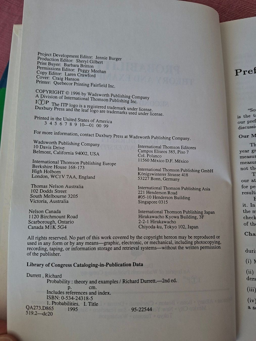 Libri: Probability: Theory and Examples von Durrett – Usato da Olten venduto da kate202122 1