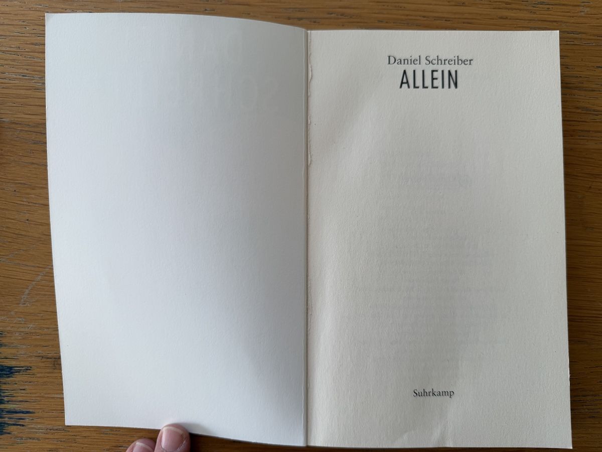 Libri: Allein - Daniel Schreiber – Usato da Aarau venduto da Tam6 2