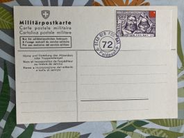 81)Militärpostkarte,mit geschn.Geb.Füs.Bat.72 Marke! 