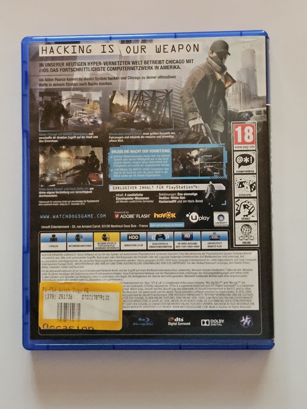 Spiele: PS4 Watch Dogs / #WT18 – Gebraucht aus Oberdorf BL von BaldenEagle 3