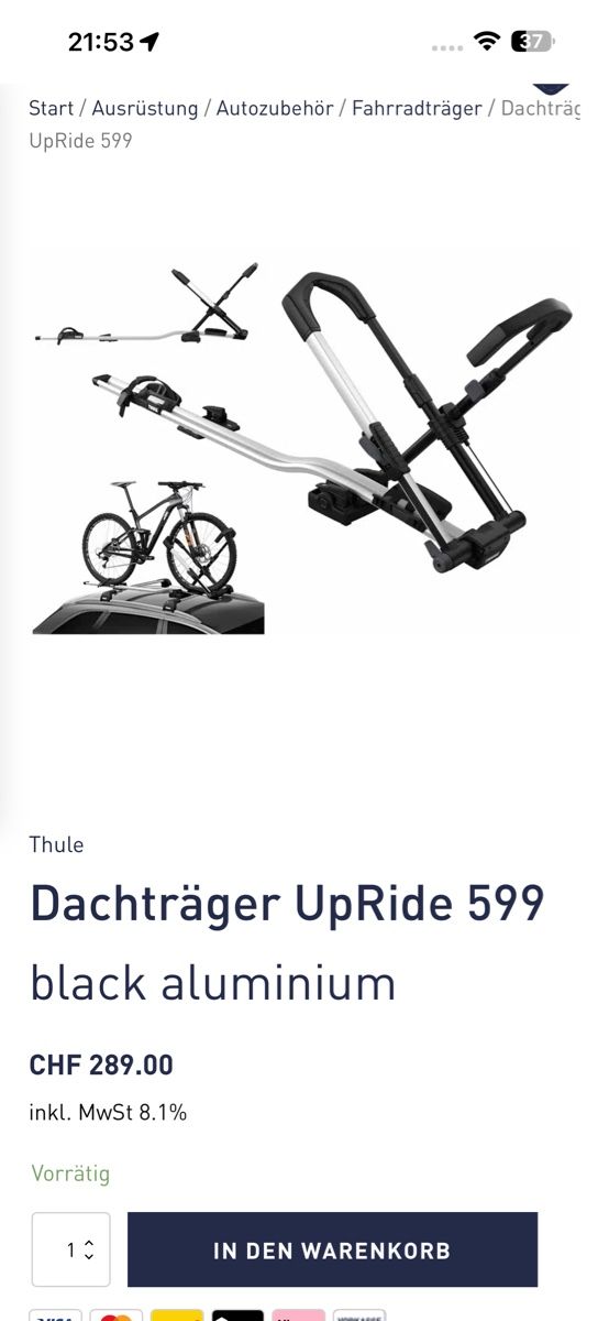 Thule Barres de toit: Thule 599 – D'occasion à Menzingen par Dali2504