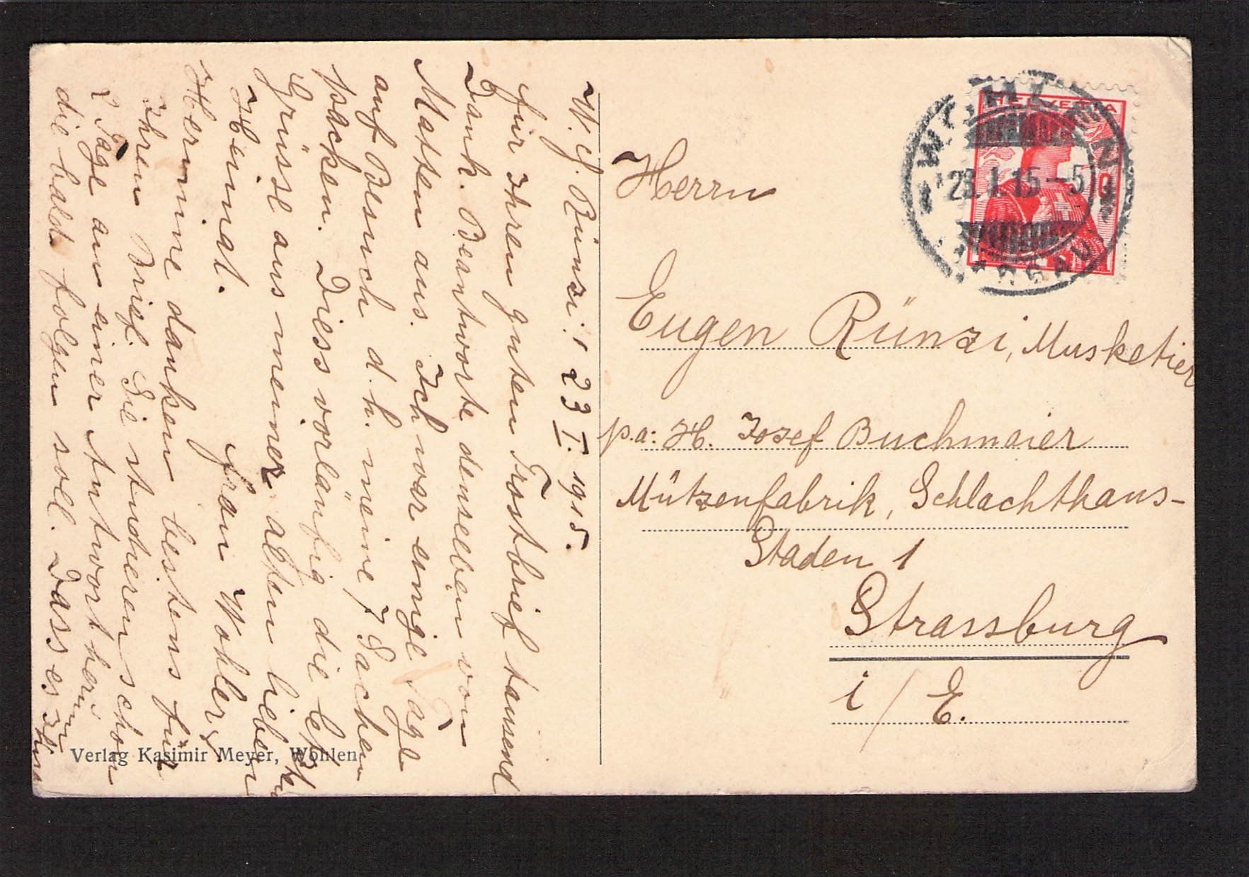 Ansichtskarten: #Wohlen AG , Kapellstrasse , gel. 1915 – Gebraucht aus Reichenburg von Pipo-67 1