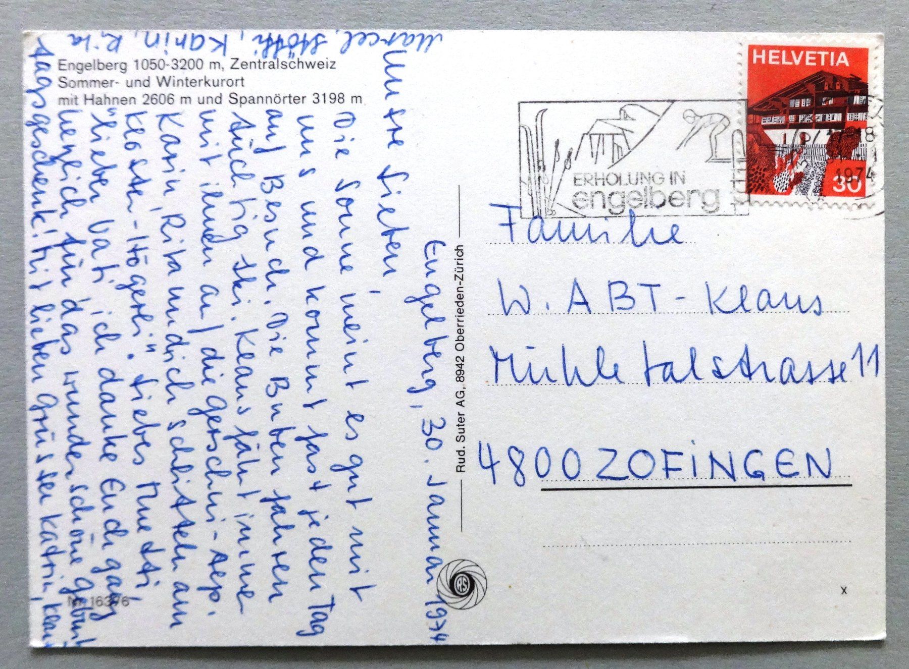 Cartoline postali: Engelberg 1050-3200 m – Usato da Fétigny venduto da Billy2miny 1