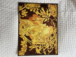 Dekoratives Metallbild im Jugendstil / Art-Nouveau-Stil.