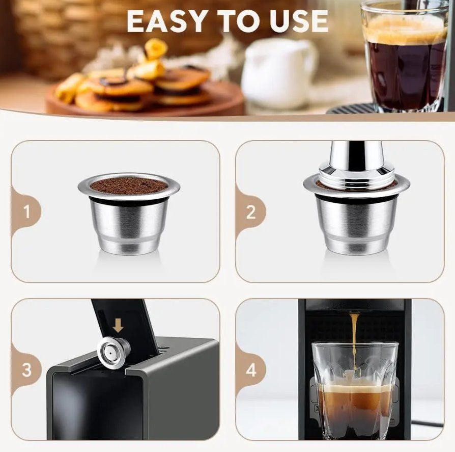 Nespresso Macchine per caffè & Macchine per espresso: 3x wiederverwendbare Nespresso Kapseln, Edelstahl – Nuovo e nell'imballaggio originale da Romanshorn venduto da pfimex 5