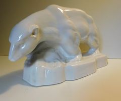 Porzellan Laufen alte grosse Eisbären Figur