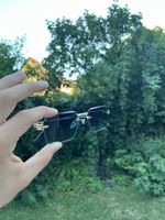 Sonnenbrille stylisch und randlos Herren Damen Gold Schwarz 